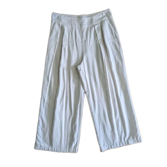 Abercrombie & Fitch White Linen Blend Pull On Pleated Pants - Picture 1 of 12